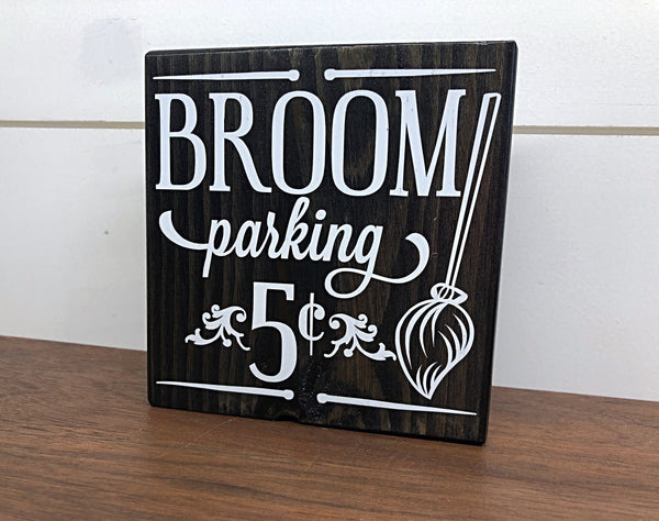 Fall and Halloween Reversible Block Sign, Broom Parking and Fall Farmers Market Wooden Farmhouse Decor