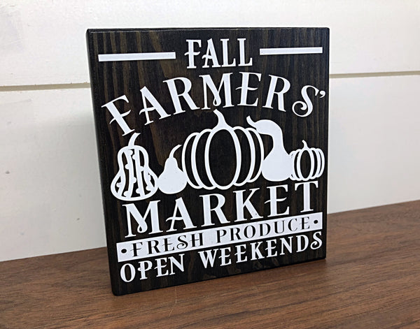 Fall and Halloween Reversible Block Sign, Broom Parking and Fall Farmers Market Wooden Farmhouse Decor