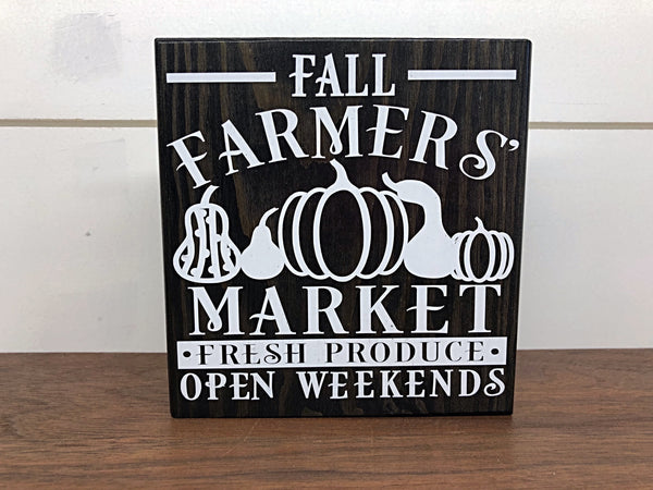 Fall and Halloween Reversible Block Sign, Broom Parking and Fall Farmers Market Wooden Farmhouse Decor