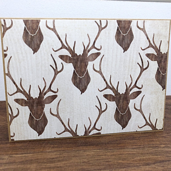 Deer Note Card Set of 6, Handmade Simple Blank Cards