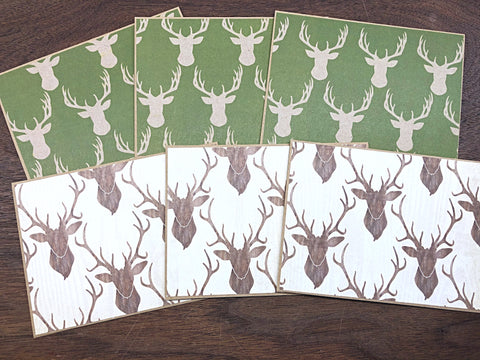 Deer Note Card Set of 6, Handmade Simple Blank Cards