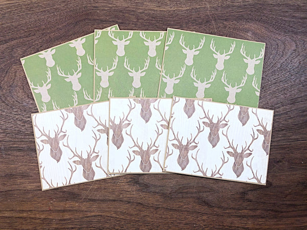 Deer Note Card Set of 6, Handmade Simple Blank Cards