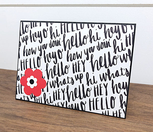 Hello Note Card Set of 6, Handmade Simple Black and White Cards