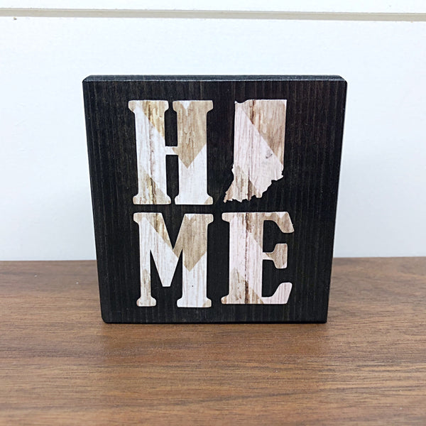 Indiana Home White Woodgrain Chevron Shelf Sign, 3 Inch Block for Tiered Tray Decor