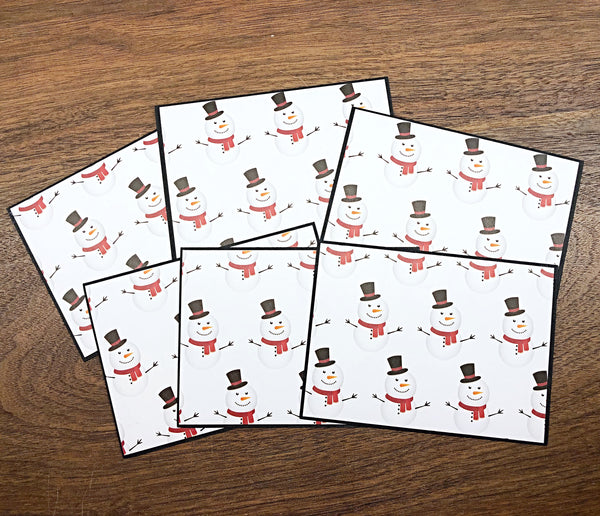 Santa and Snowman Note Card Set of 12, Handmade Christmas Card Pack