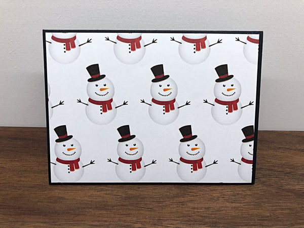 Santa and Snowman Note Card Set of 12, Handmade Christmas Card Pack