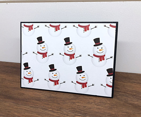 Santa and Snowman Note Card Set of 12, Handmade Christmas Card Pack