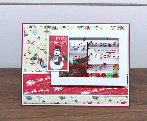 Christmas Shaker Card, Handmade Merry Christmas Card