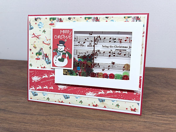 Christmas Shaker Card, Handmade Merry Christmas Card