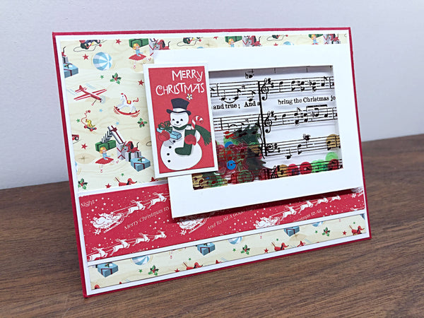 Christmas Shaker Card, Handmade Merry Christmas Card