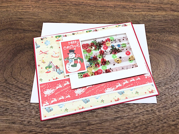 Christmas Shaker Card, Handmade Merry Christmas Card