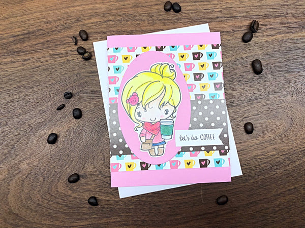 Lets Do Coffee Handmade Greeting Card, Blank Thinking of You Card