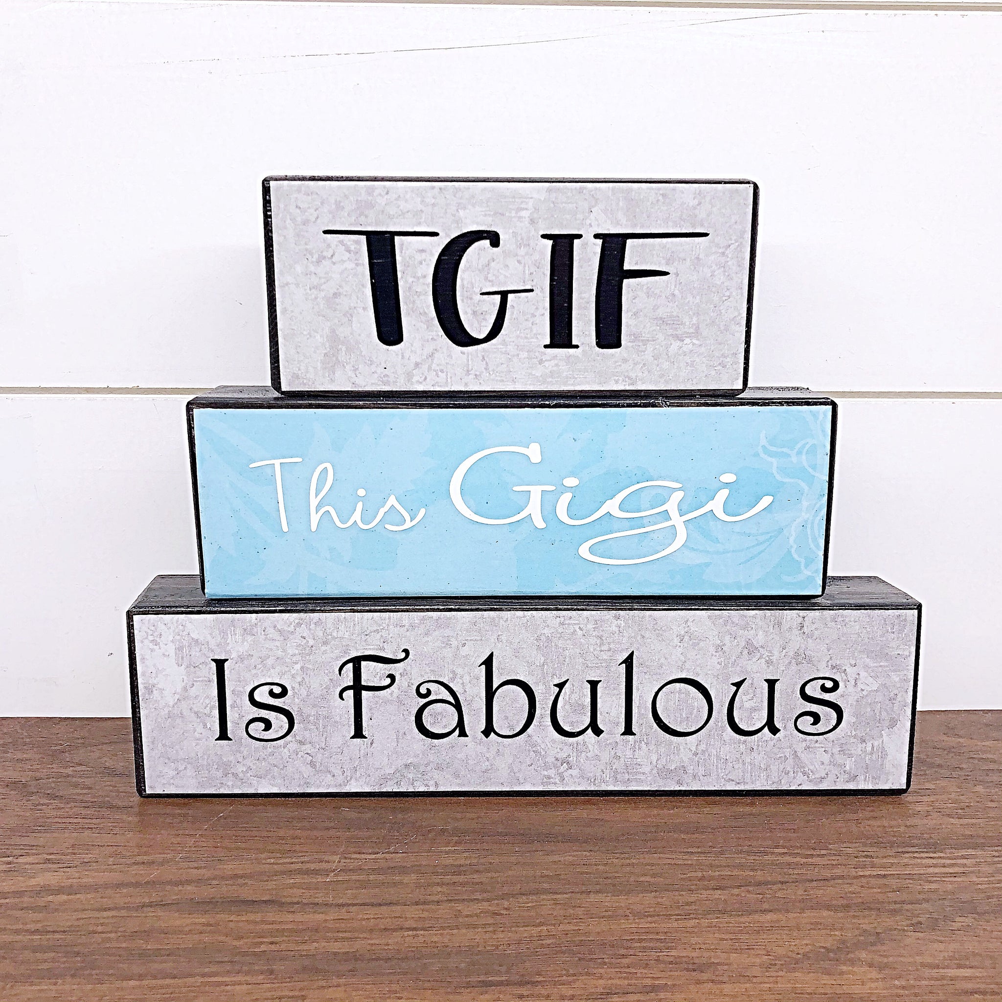 This Grandma is Fabulous Stacked Block Set - Rustic Wooden Shelf Decor