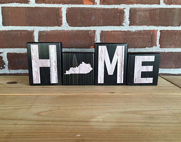 Kentucky Home Letter Block Set, Wooden Farmhouse Style Decor for Shelf, Mantle or Tabletop