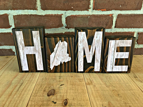 Maine Home Wooden Letter Block Set, Farmhouse Style Decor for Shelf, Mantle, Tabletop
