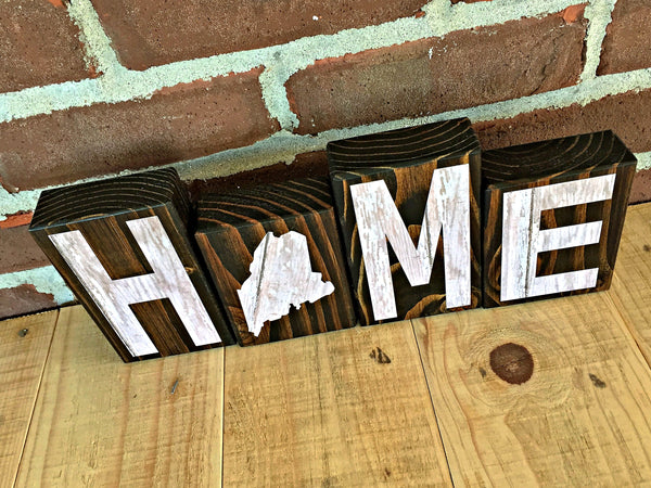 Maine Home Wooden Letter Block Set, Farmhouse Style Decor for Shelf, Mantle, Tabletop