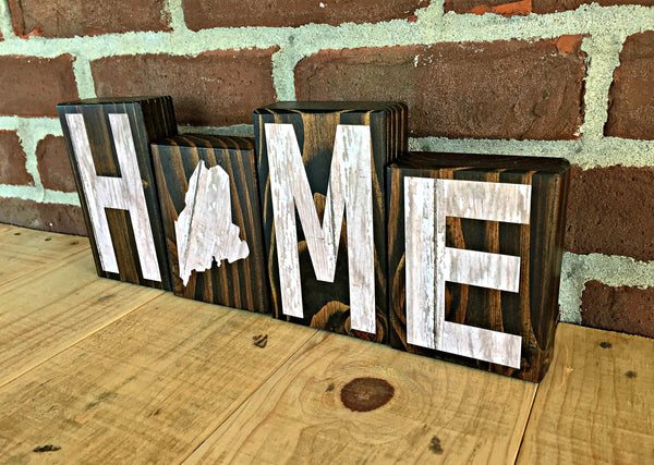 Maine Home Wooden Letter Block Set, Farmhouse Style Decor for Shelf, Mantle, Tabletop