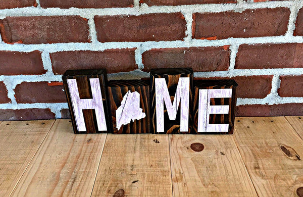 Maine Home Wooden Letter Block Set, Farmhouse Style Decor for Shelf, Mantle, Tabletop