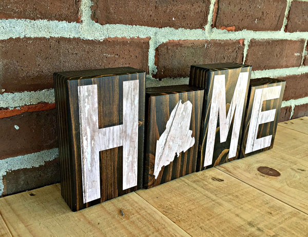 Maine Home Wooden Letter Block Set, Farmhouse Style Decor for Shelf, Mantle, Tabletop