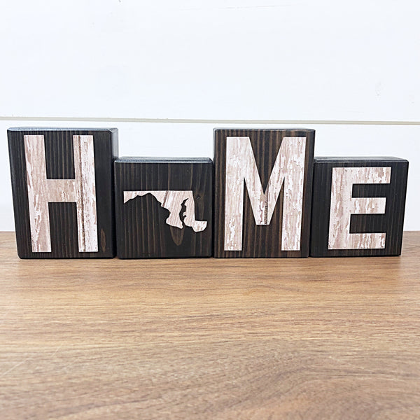 Maryland Home Rustic Wooden Letter Block Set for Shelf, Mantle or Tabletop Decor