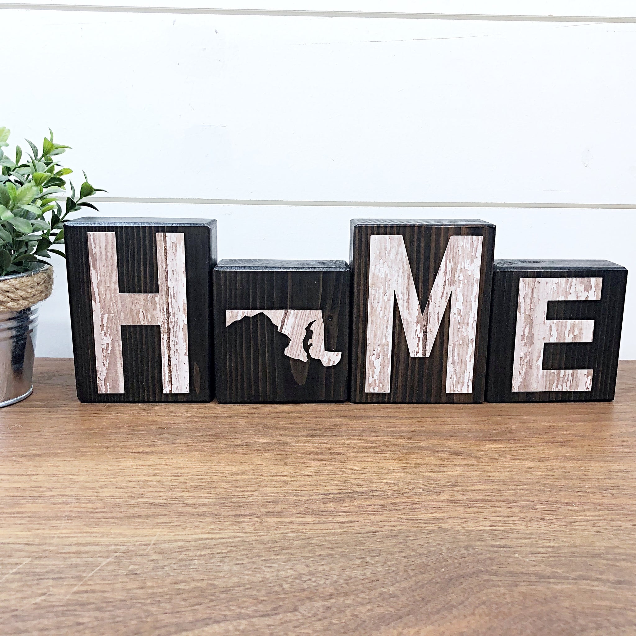 Maryland Home Rustic Wooden Letter Block Set for Shelf, Mantle or Tabletop Decor