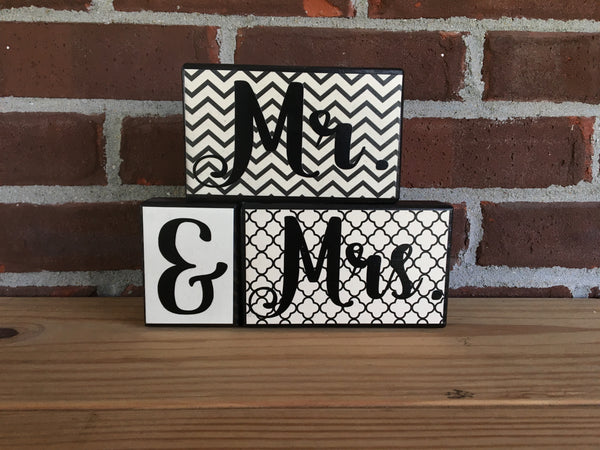 Mr. & Mrs. Block Set - Black and Cream Wedding Reception Decor