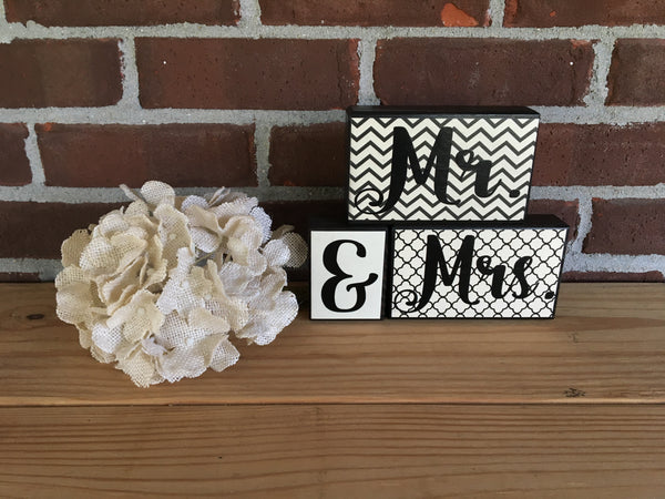 Mr. & Mrs. Block Set - Black and Cream Wedding Reception Decor