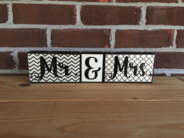 Mr. & Mrs. Block Set - Black and Cream Wedding Reception Decor