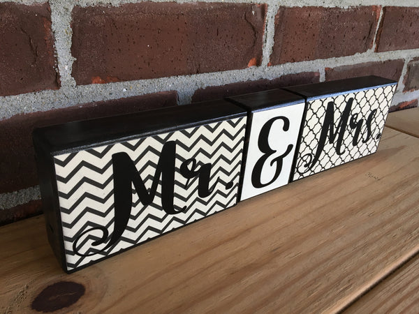 Mr. & Mrs. Block Set - Black and Cream Wedding Reception Decor