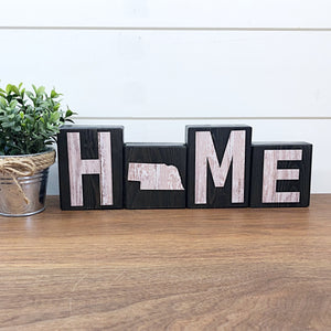 Nebraska Home Rustic Wooden Letter Block Set for Shelf, Mantle or Tabletop Decor