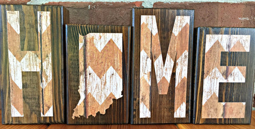Indiana Home Wooden Letter Block Set, Black and White Plaid Rustic Far –  Bourbon Creek Crafts