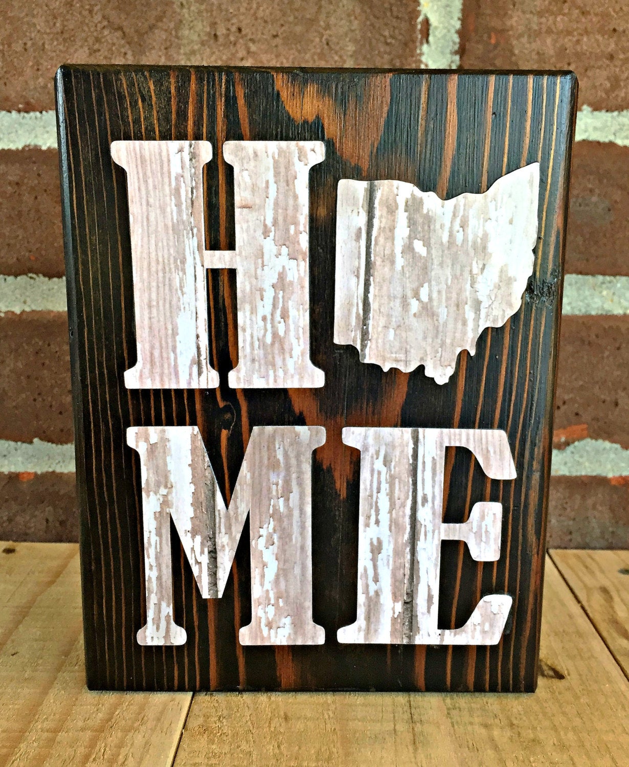 Ohio Home Rustic Wooden Block Sign, Farmhouse Style Decor for Shelf, Mantle or Tabletop