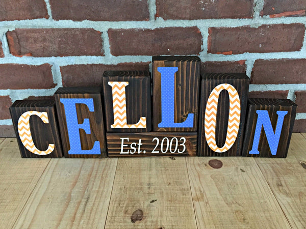 Custom Last Name Letter Block Set, Personalized Name Decor for Shelf, Tabletop or Mantle