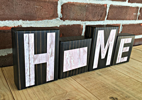 Colorado Home Wooden Letter Block Set, Farmhouse Style Decor for Shelf, Mantle or Tabletop