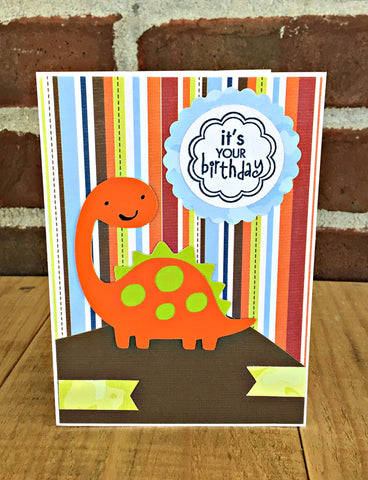 Happy Birthday Card for Boy, Handmade Dinosaur Birthday Card for Kids