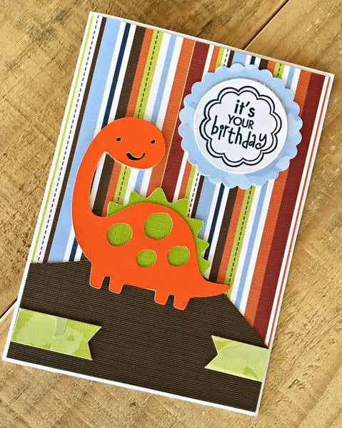 Happy Birthday Card for Boy, Handmade Dinosaur Birthday Card for Kids