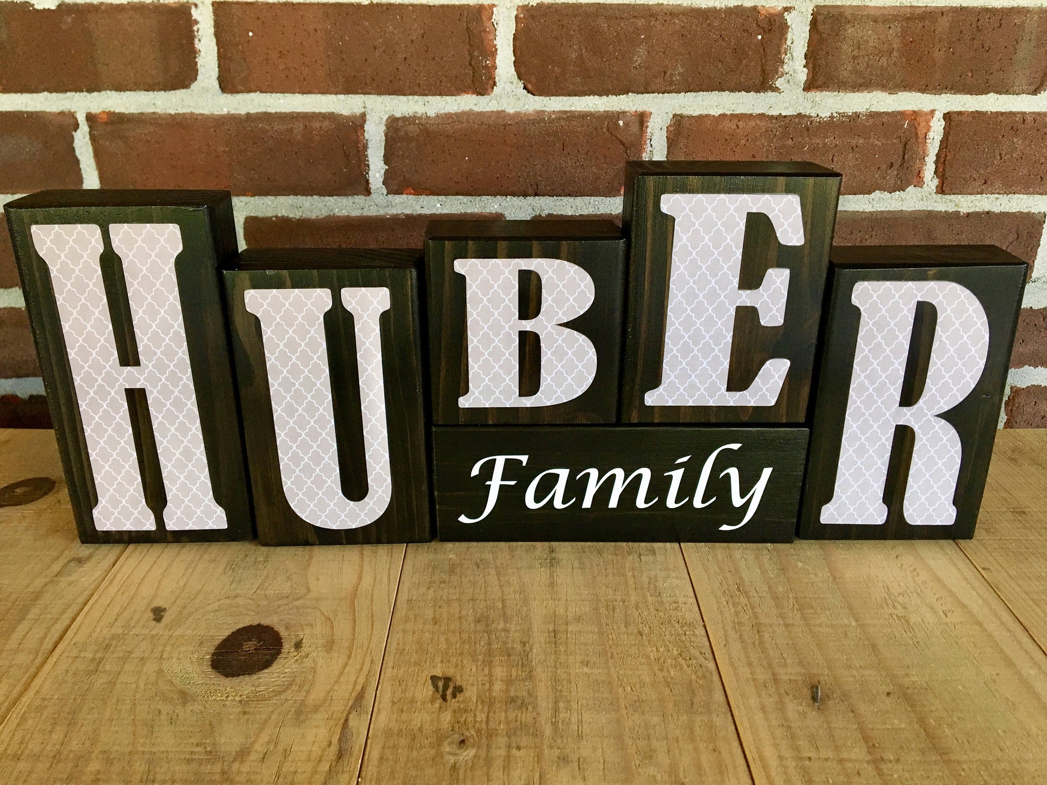 Custom Last Name Letter Block Set, Personalized Name Decor for Shelf, Tabletop or Mantle