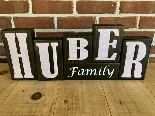 Custom Last Name Letter Block Set, Personalized Name Decor for Shelf, Tabletop or Mantle