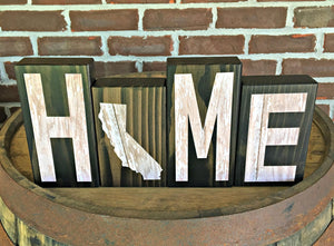 California Home Rustic Wooden  Letter Block Set, Farmhouse Style Decor for Shelf, Mantle or Tabletop