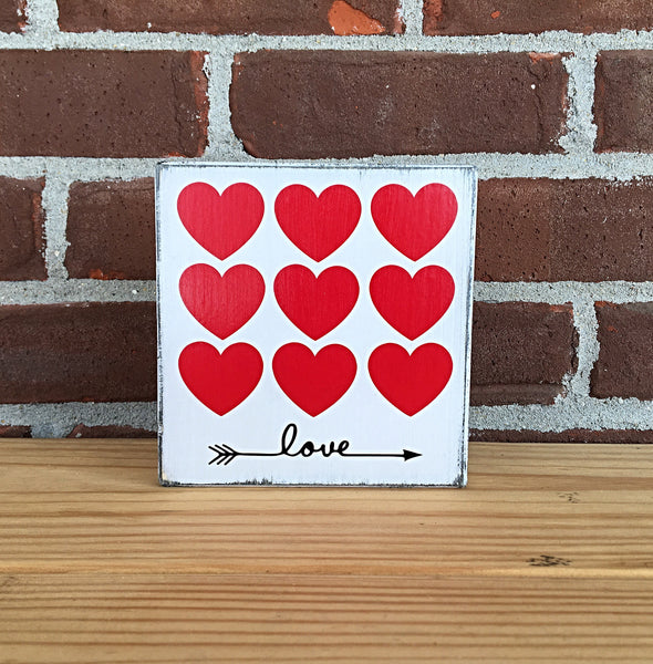 Rustic Love Heart Wooden Block Sign, Valentine's Day Decor For Shelf, Mantle or Tabletop