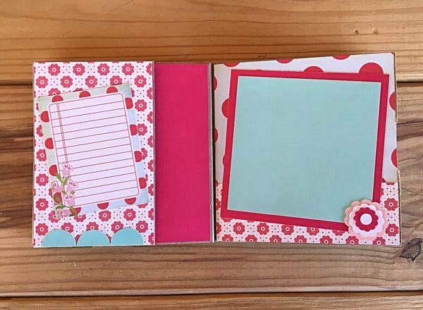 Premade Girl Scrapbook Photo Album, 6x6 Inch Mini Keepsake Book for Baby Girl Pictures