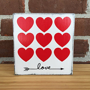 Rustic Love Heart Wooden Block Sign, Valentine's Day Decor For Shelf, Mantle or Tabletop