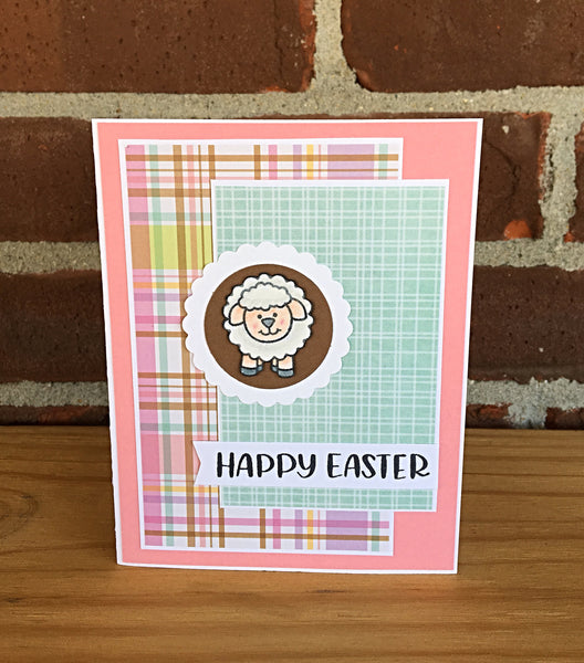 Cute Happy Easter Handmade Greeting Card with Sheep