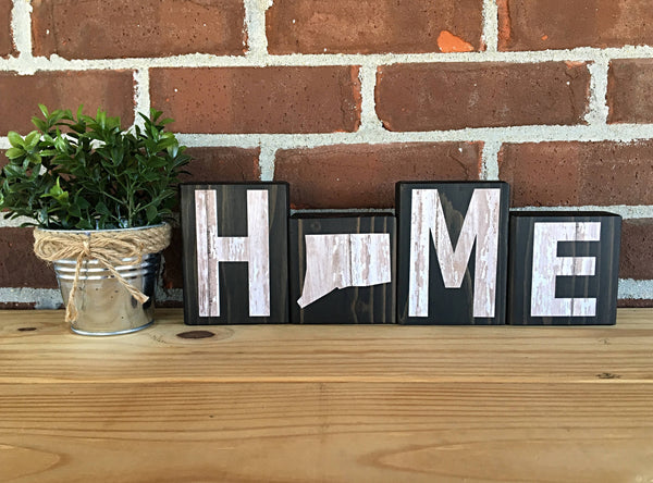 Connecticut Home Rustic Wood Letter Block Set, Farmhouse Style Decor for Shelf, Mantle or Tabletop