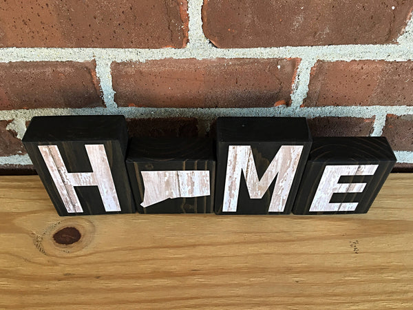 Connecticut Home Rustic Wood Letter Block Set, Farmhouse Style Decor for Shelf, Mantle or Tabletop