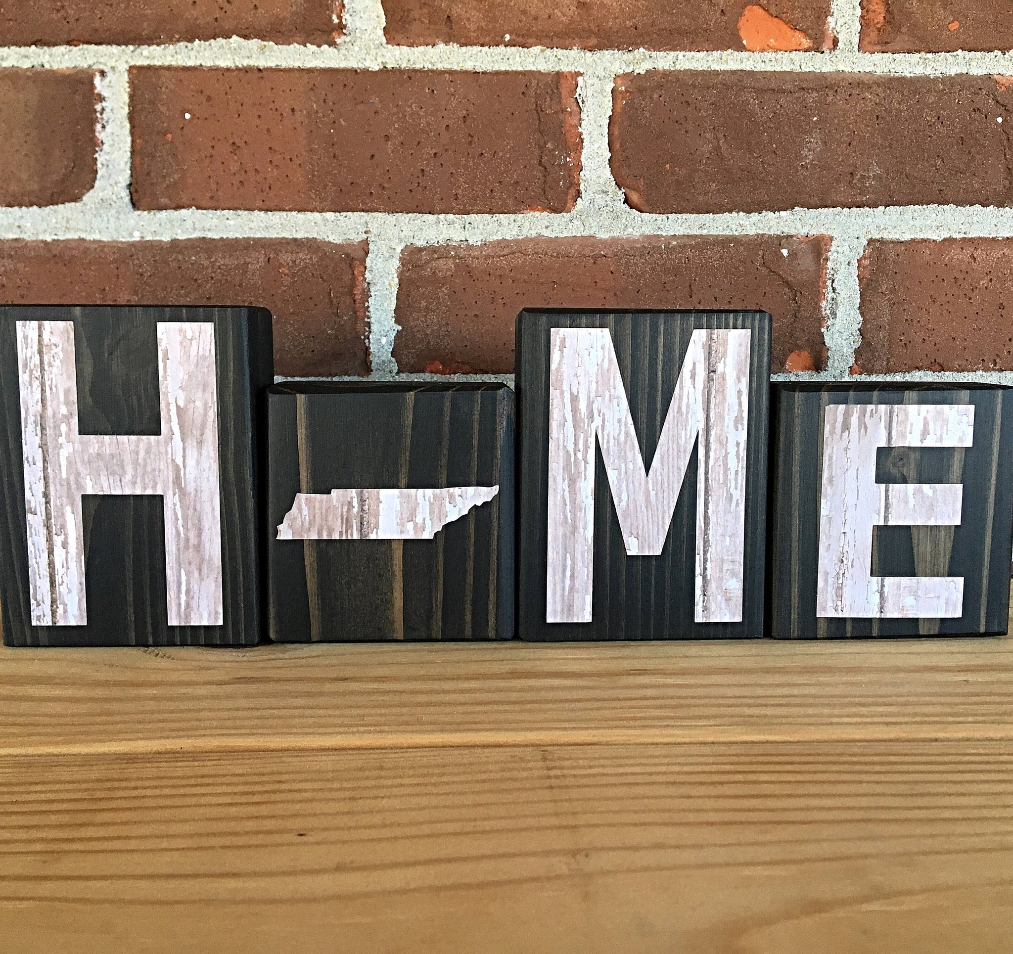 Tennessee Home Rustic Wooden Letter Block Set for Shelf, Mantle or Tabletop Decor