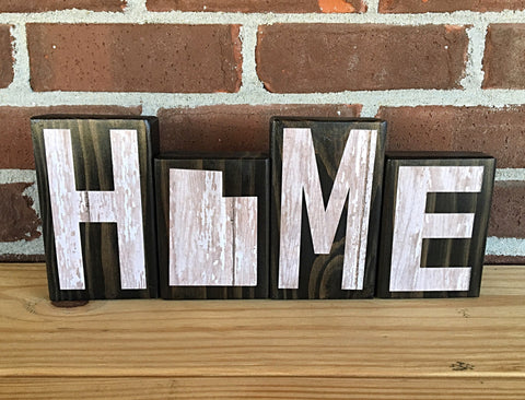 Utah Home Rustic Wooden Letter Block Set, Farmhouse Style Decor for Shelf, Mantle or Tabletop