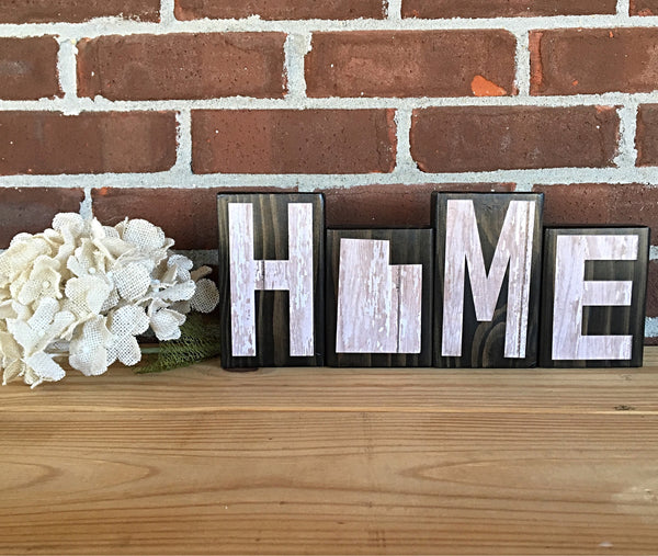 Utah Home Rustic Wooden Letter Block Set, Farmhouse Style Decor for Shelf, Mantle or Tabletop