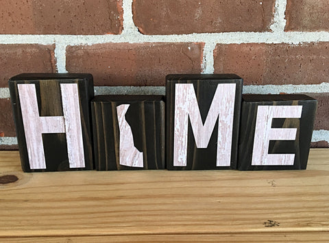 Delaware Home Rustic Wooden Letter Block Set, Shelf, Mantle or Tabletop Decor