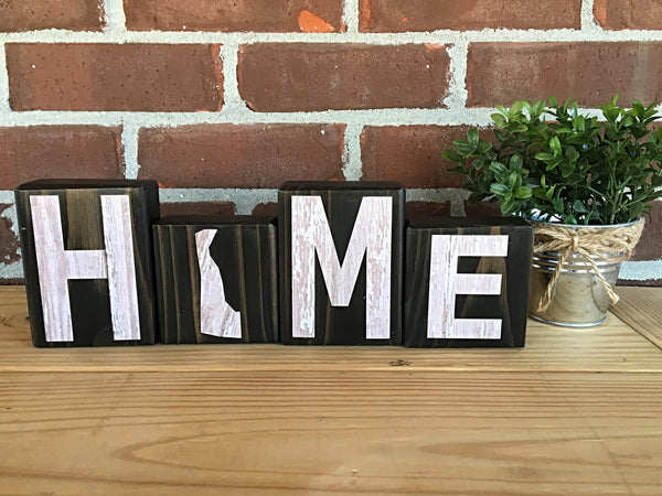 Delaware Home Rustic Wooden Letter Block Set, Shelf, Mantle or Tabletop Decor